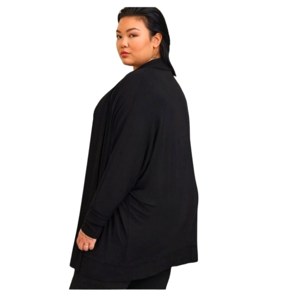 Torrid Black Open Front Cardigan 18 20 22 24 Super Soft Long Sleeves NWT 2 3 - Picture 3 of 4